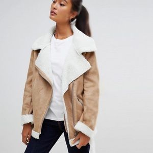 ASOS shearling aviator Jacket US 2 NWT